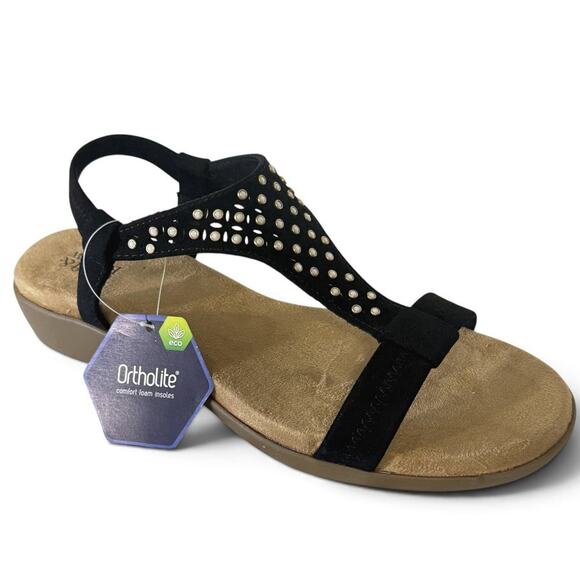 croft & barrow Shoes - CROFT & BARROW Ortholite Comfort Women's Black & Diamanté Sandals Size /8